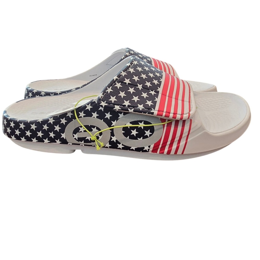 Oofos OOahh Sport Flex Limited USA Flag Recovery Slides Mens 12 Womens 14 NEW